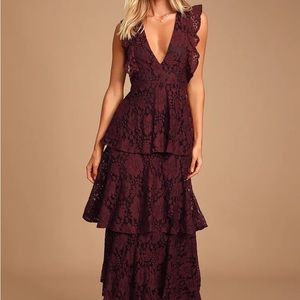Lulus burgundy lace dress
